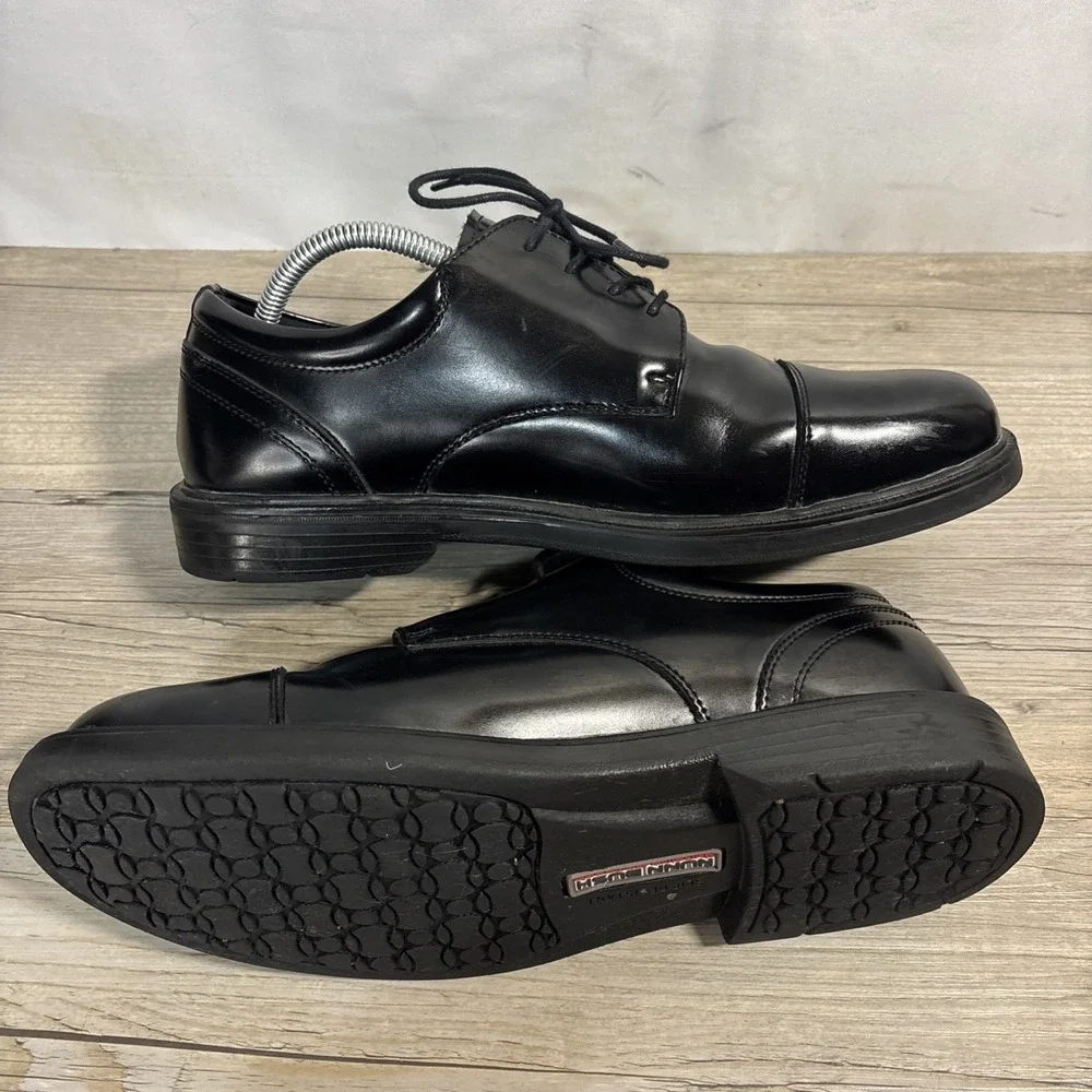 Mens 11.5 Nunn Bush Genuine Leather Kore Pro Cap Toe Oxford Black Slip Resistant